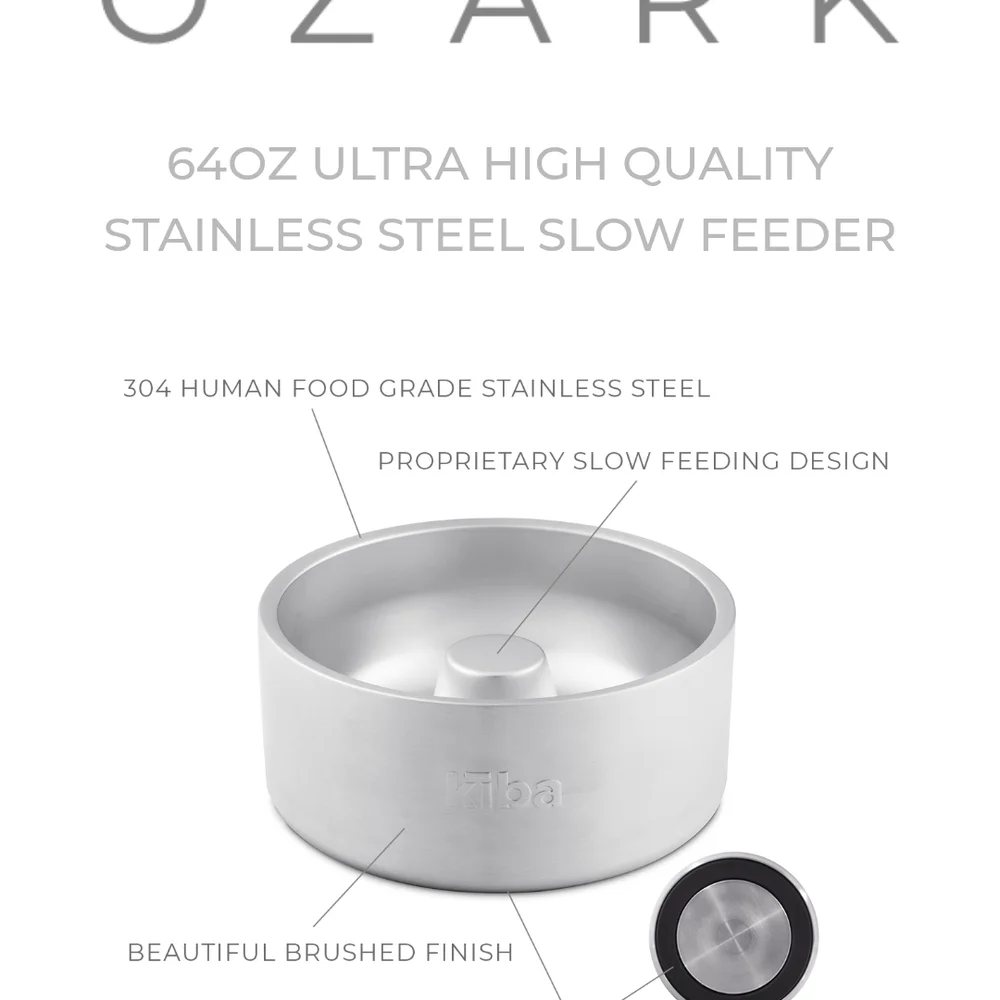 Kiba Ozark Stainless Steel Slow Feeder Dog Bowl 8